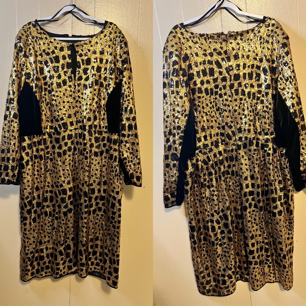 Eloquii Noir black and gold sequin dress only worn twice.
